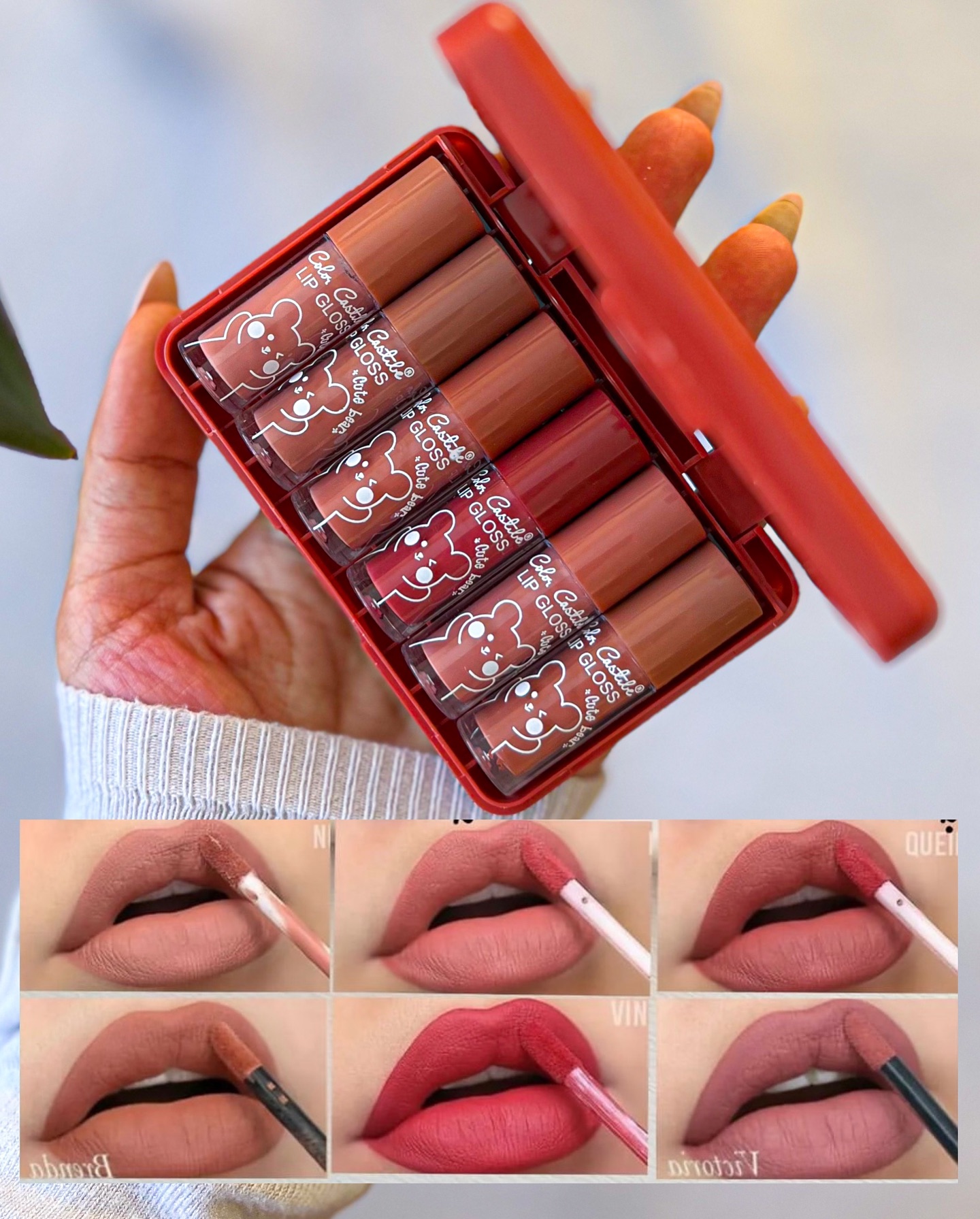 پک رژ لب مایع خرسی کالر کاستل (بسته ۶ عددی)