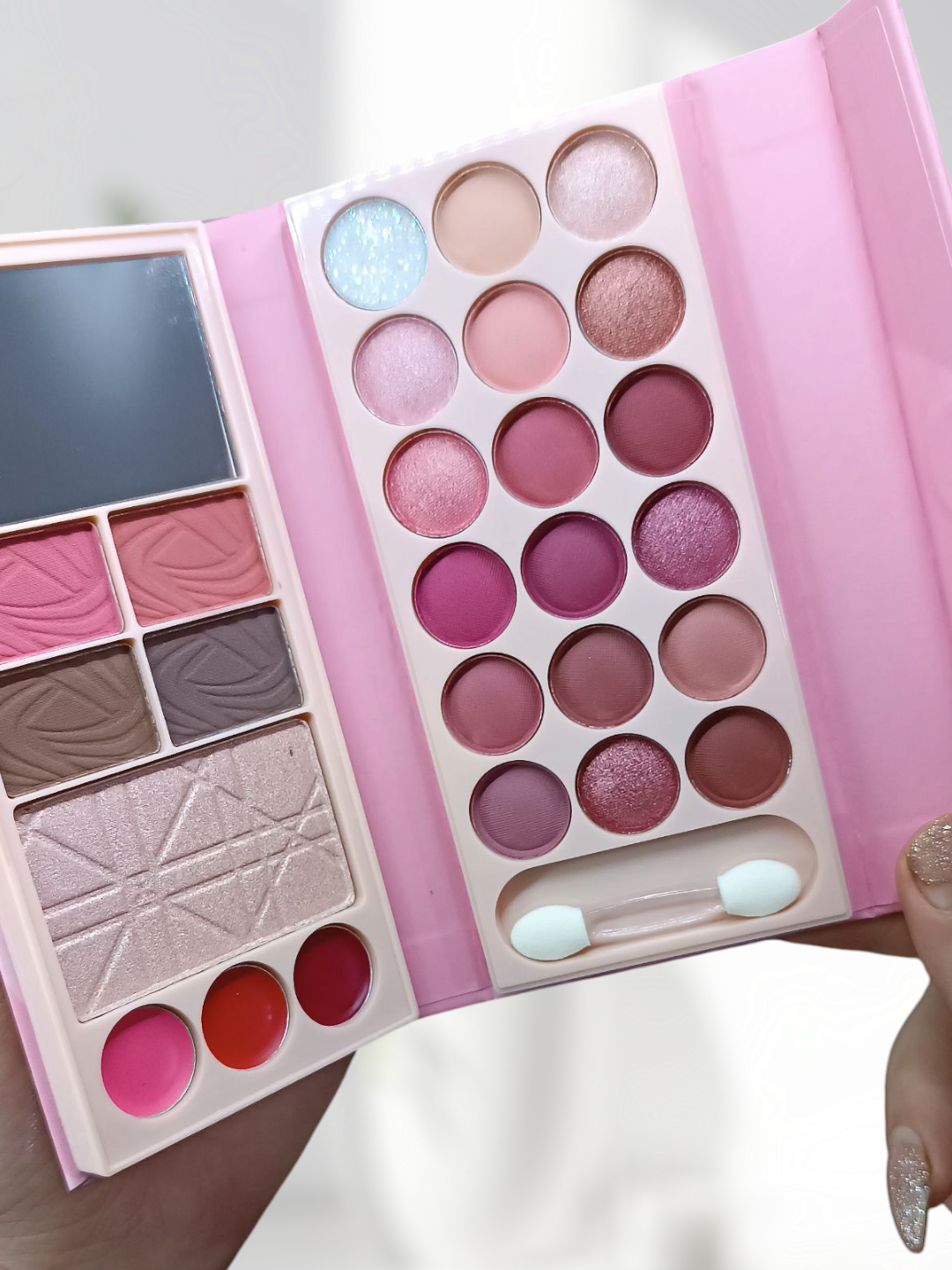 سایه کیفی آنی لیدی طرح خرس  پالت 18 رنگ نود، مات و شاین + رژگونه + هایلایتر + رژلب