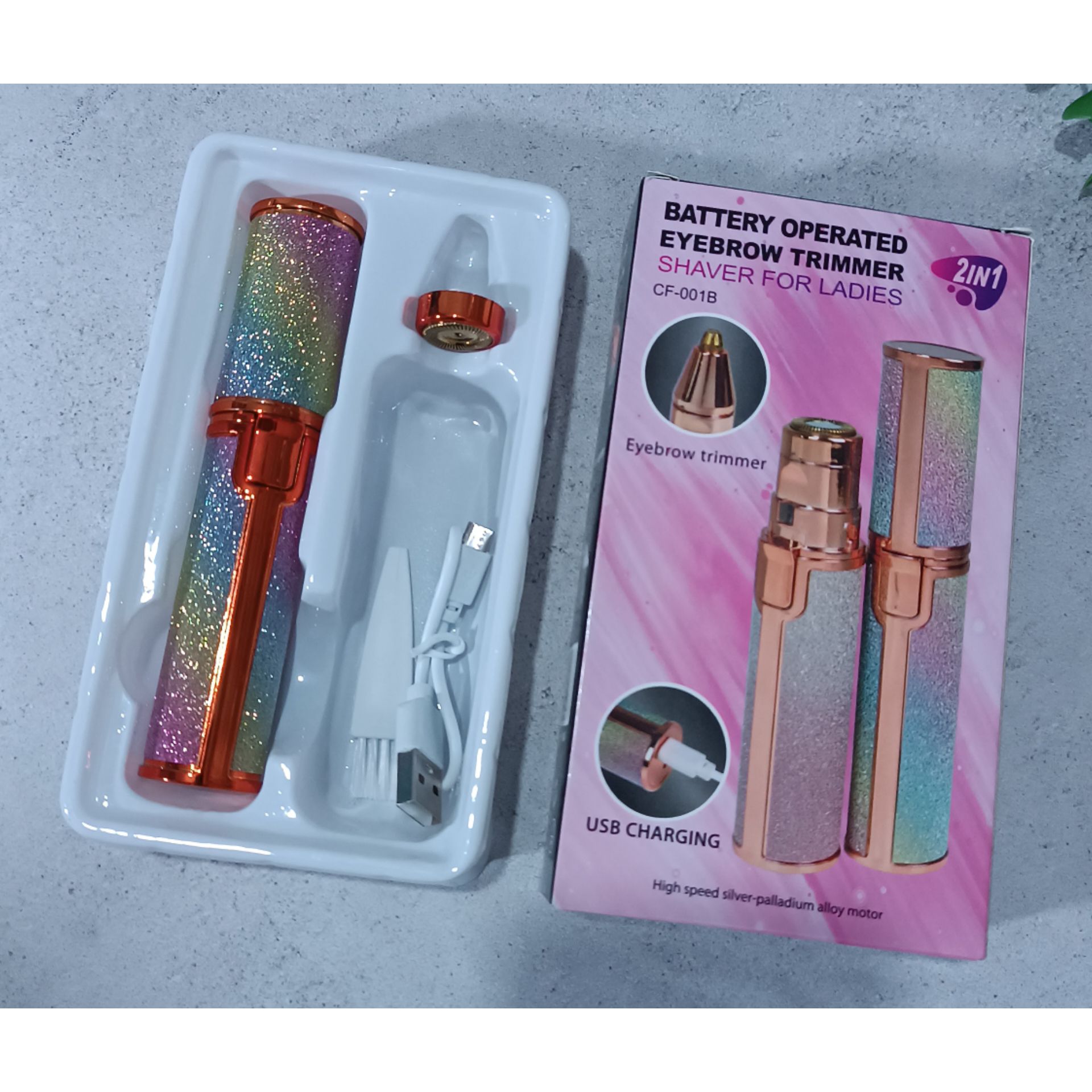 موزن اکلیلی ماتیکی دوکاره شارژی مخصوص صورت و بینی BATTERY OPERATED EYEBROW TRIMMER