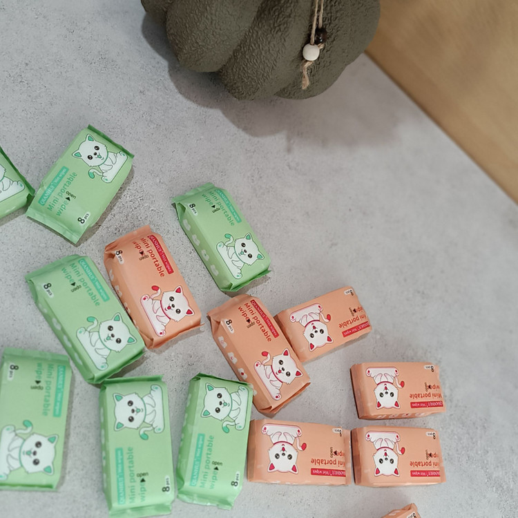 دستمال مرطوب مینی پک ۸ عددی QIANHUI" Wet wipes(داخل ۱ پک ۸دونه هست)