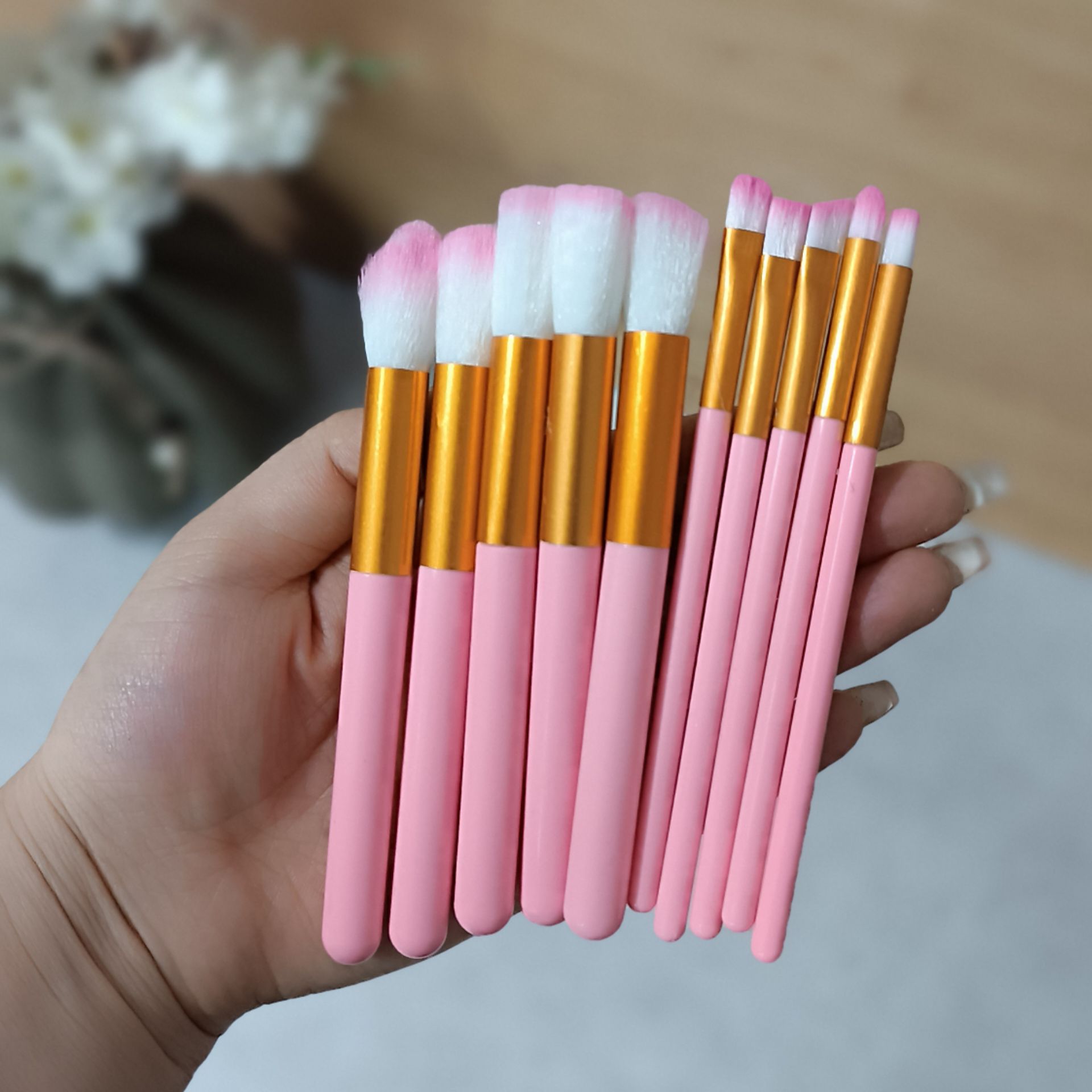 پک براش آرایشی 10 تکه حرفه ای کیف طلقی