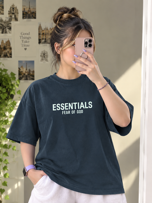 تیشرت اورسایز زنانه و مردانه طرح ESSENTIALS | مدل Fear Of God | استایل اسپرت و کژوال