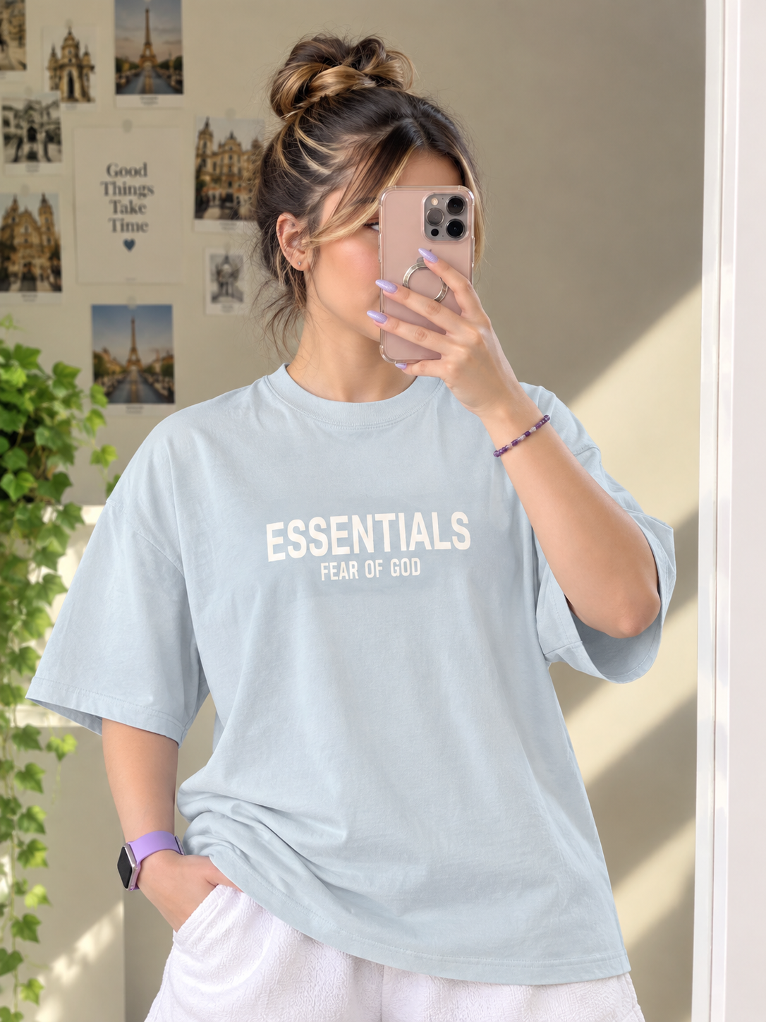 تیشرت اورسایز زنانه و مردانه طرح ESSENTIALS | مدل Fear Of God | استایل اسپرت و کژوال