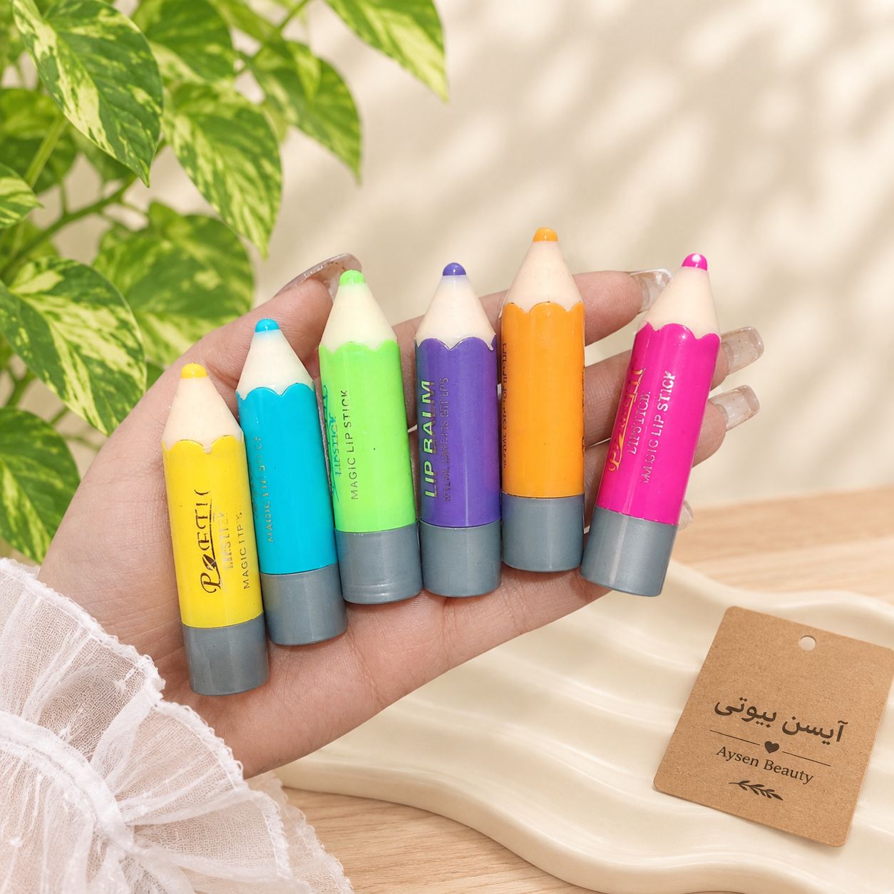 بالم لب حرارتی طرح مداد رنگی کیوت و فانتزی